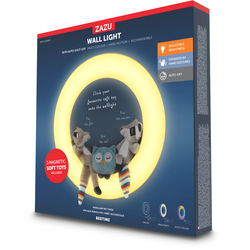 Multi Colour Wall Nightlight - Fay, Rex & Otis