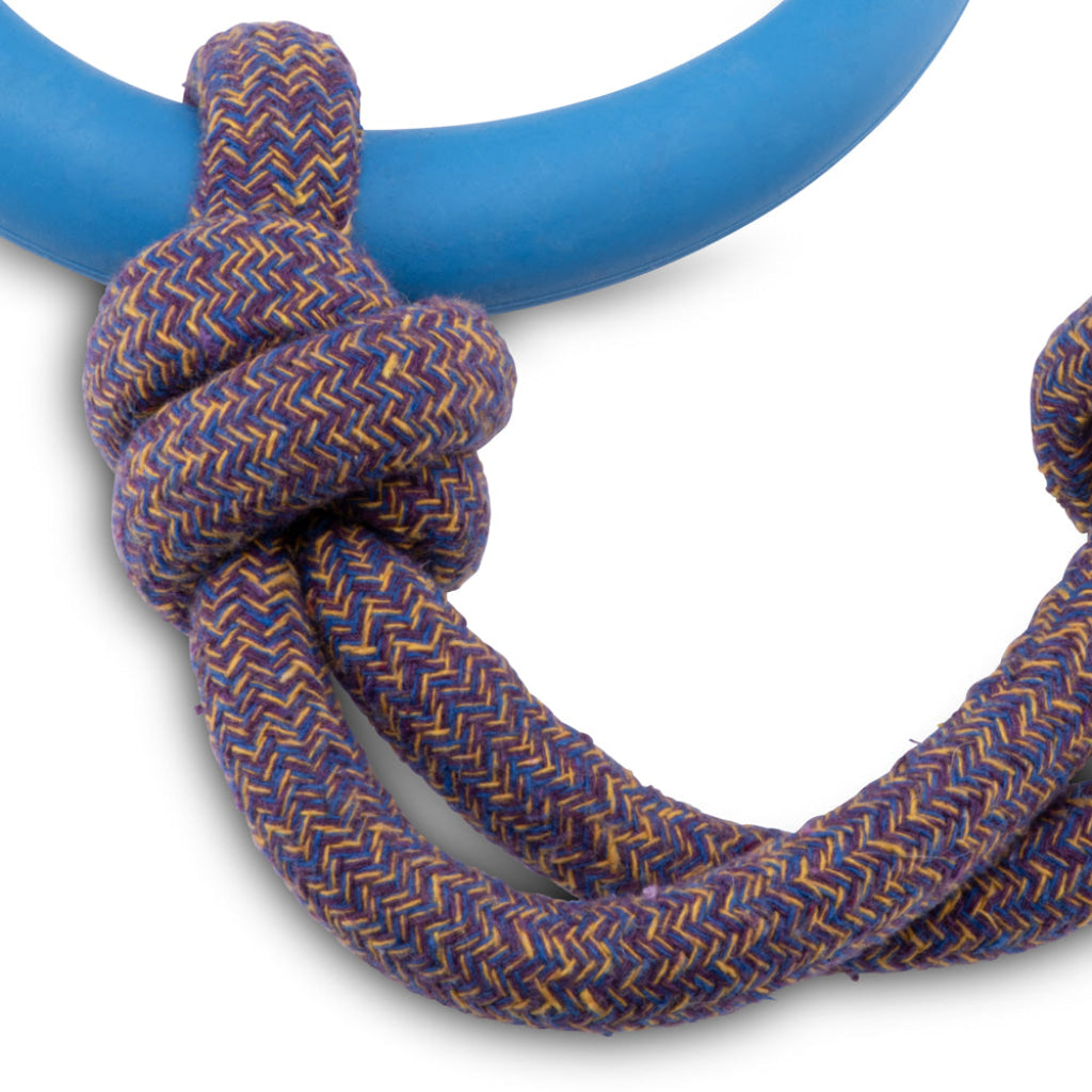 Beco Rubber Hoop on Rope Blue - Dog Toys