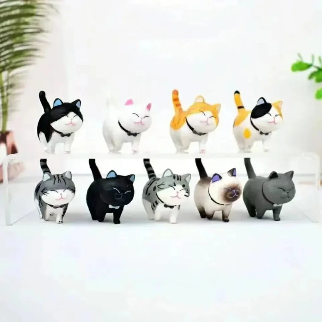 Cute Cat Ornaments Set 9pcs - 9PCs Gray version