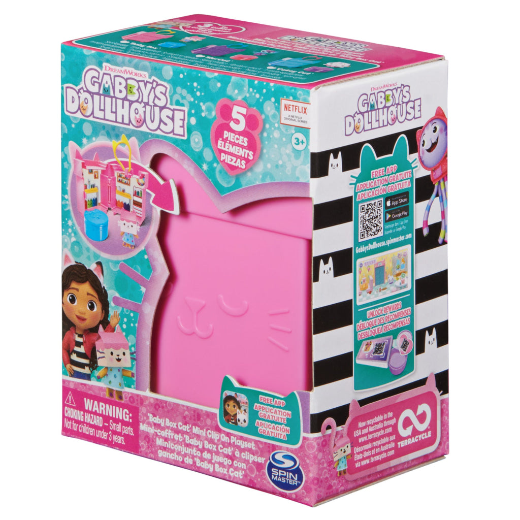 Gabby’s Dollhouse Baby Box Cat Mini Clip On Playset