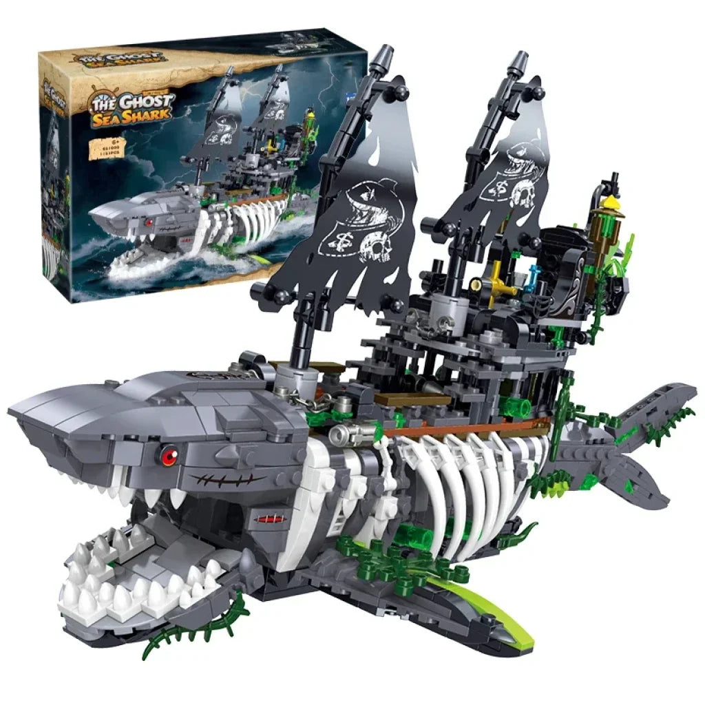 Ghost Sea Shark Pirate Ship Building Blocks 1155PCS - With Box