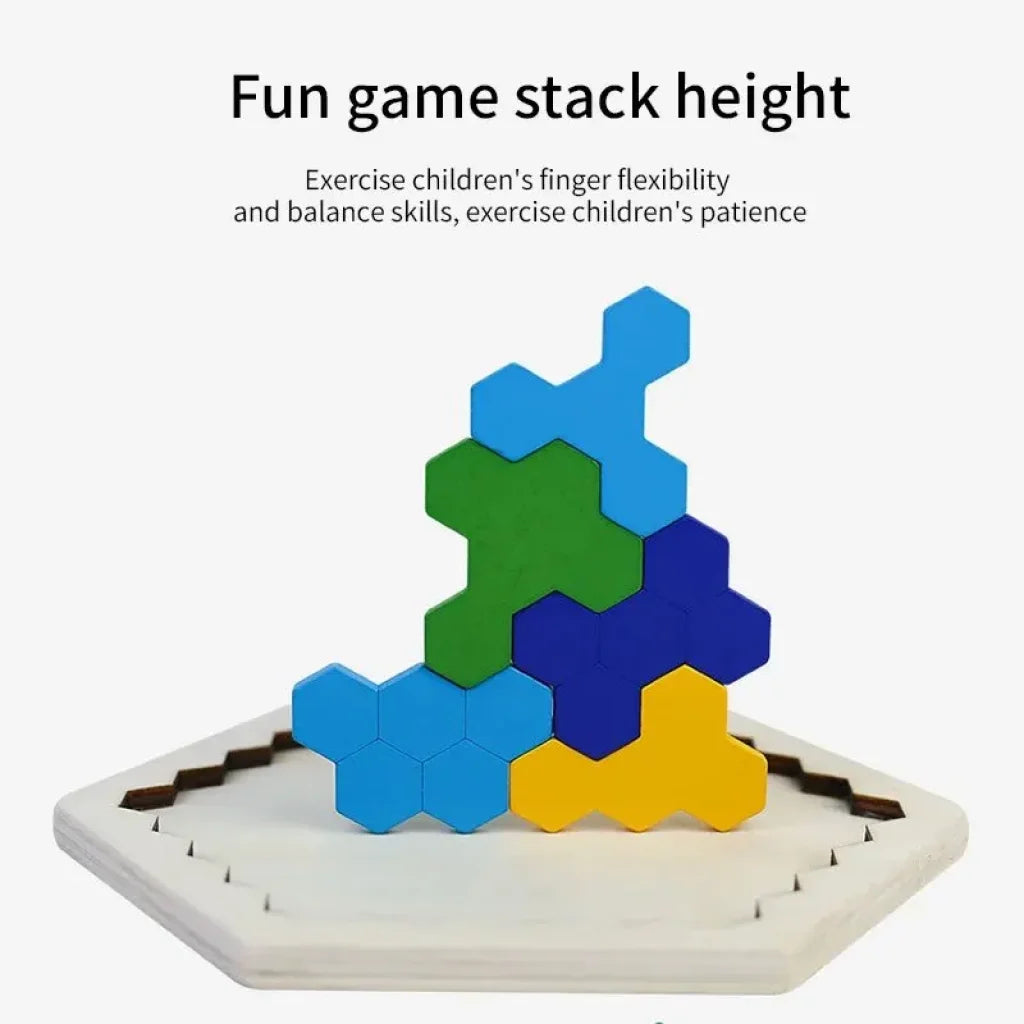 Honeycomb Hexagonal Wooden Puzzle Board 14Pcs