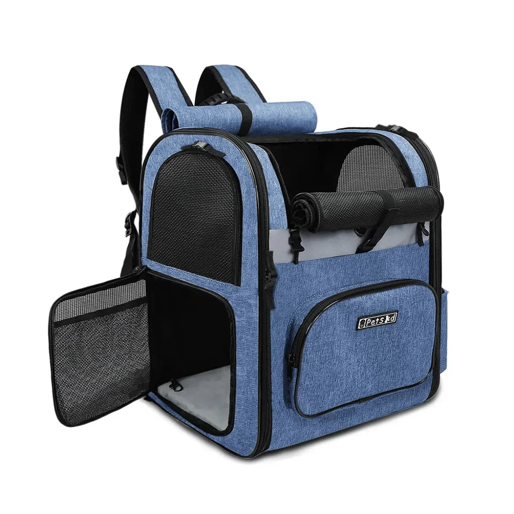 Pet Carrier Backpack Sturdy Frame - Blue / CHINA