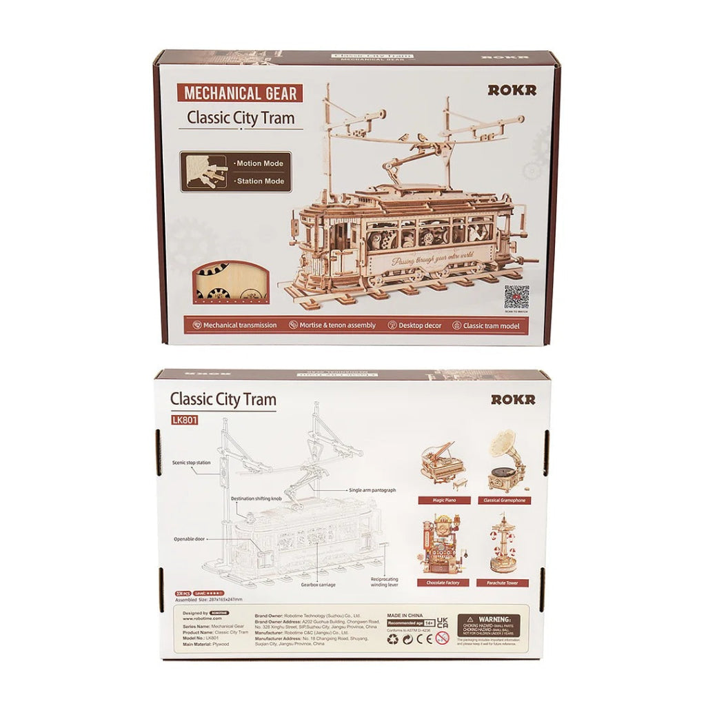 Robotime Rokr Classic City Tram 3D Wooden Puzzle Lk801 Dropship