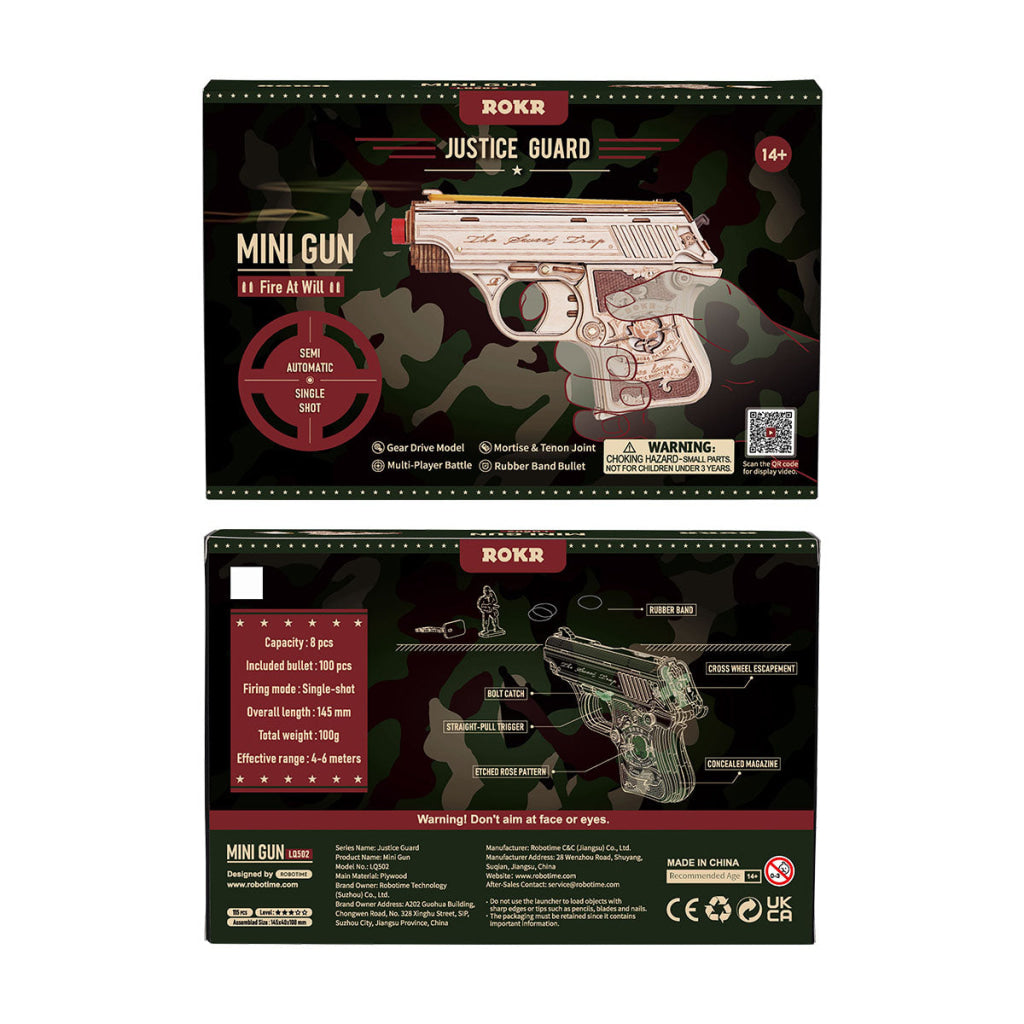 Robotime ROKR Mini Gun Toy Wooden 3D Puzzle LQ502 Dropship