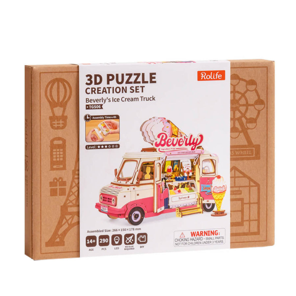 Robotime Rolife 3D Wooden Puzzle - Beverly’s Ice Cream Truck TGS06 - Dropship