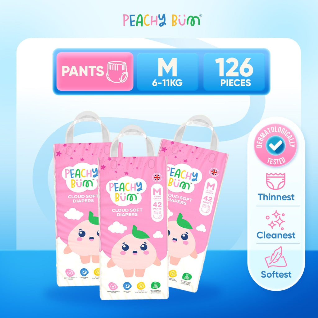 [1 Carton] 3 Pack Cloud Soft Diapers - Pants / M (42 Pieces/Pack) - Bundle
