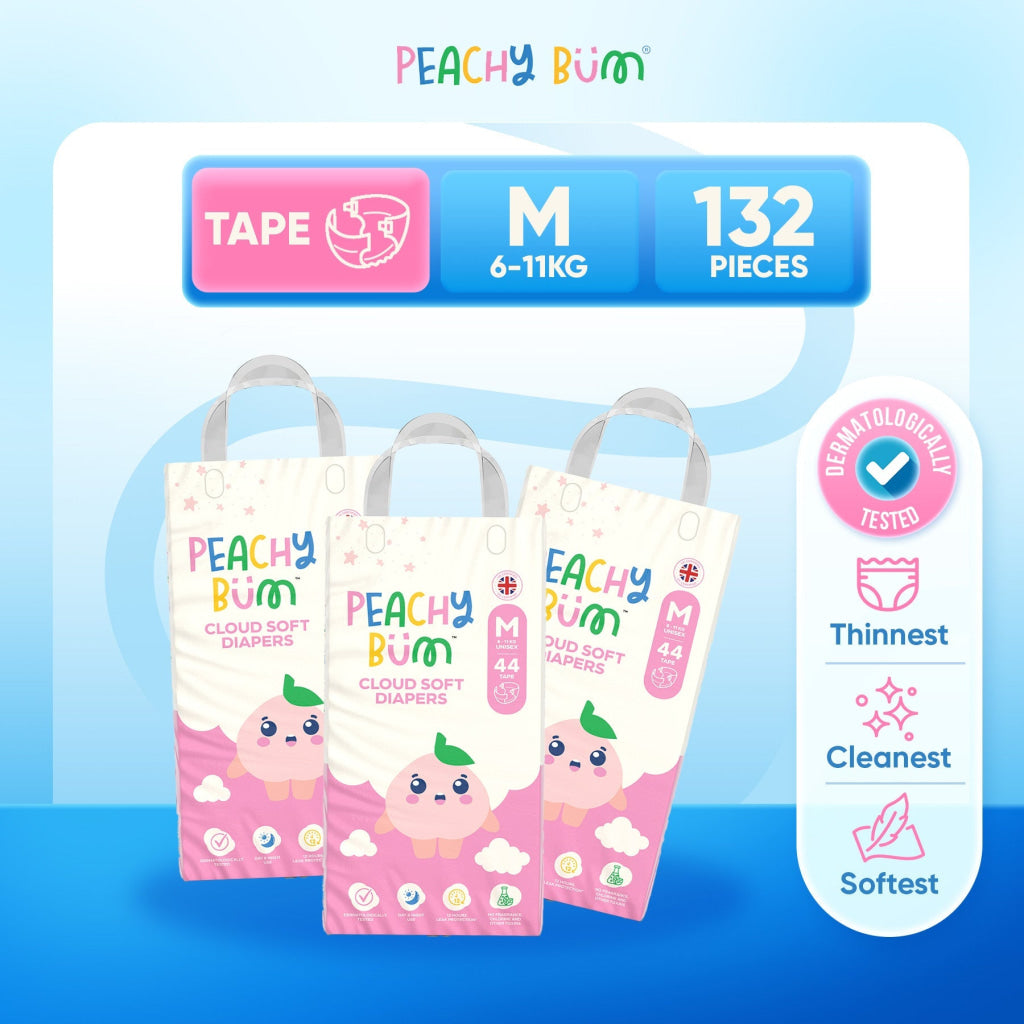 [1 Carton] 3 Pack Cloud Soft Diapers - Tape / M (44 Pieces/Pack) - Bundle