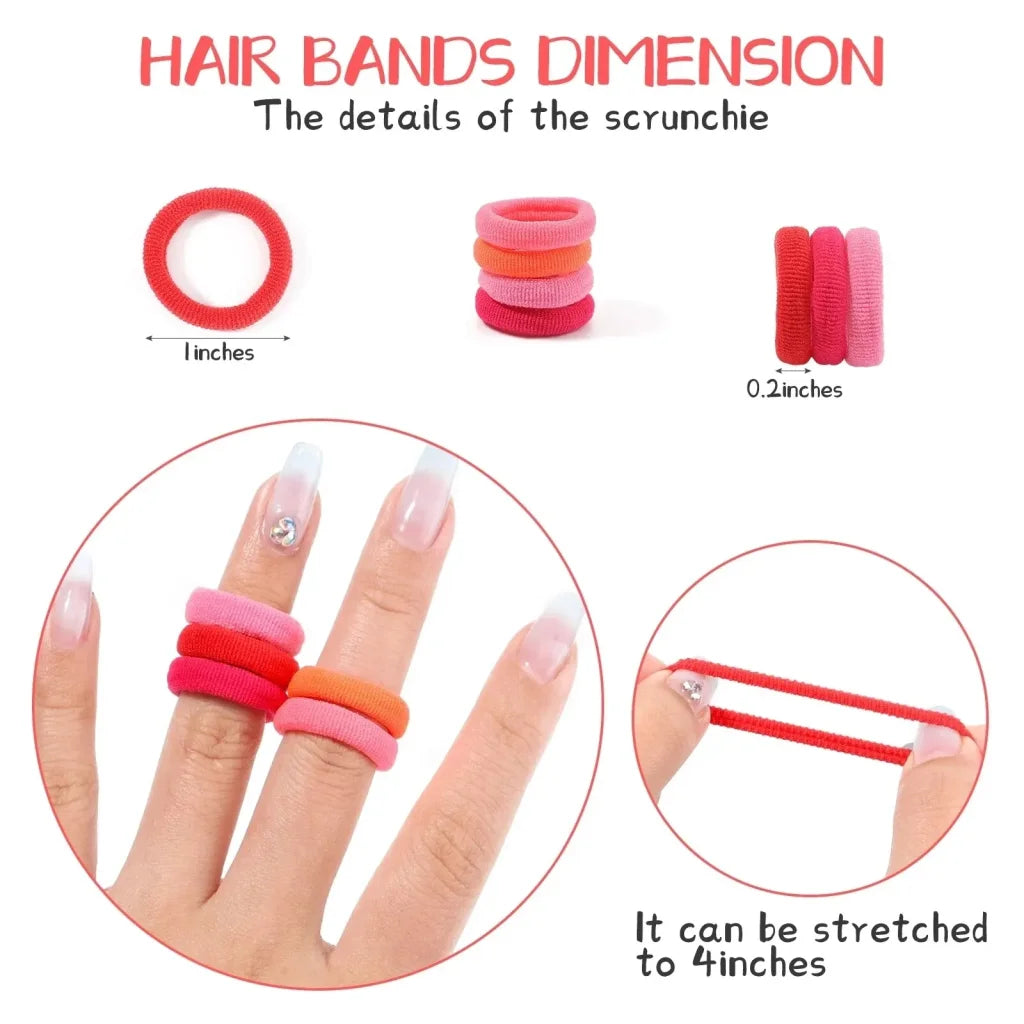100Pcs Colorful Basic Scrunchie Hair Ties