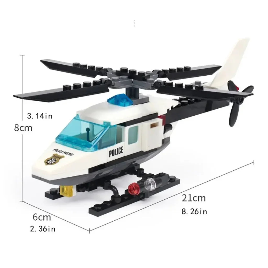 102Pcs Police Helicopter Building Blocks