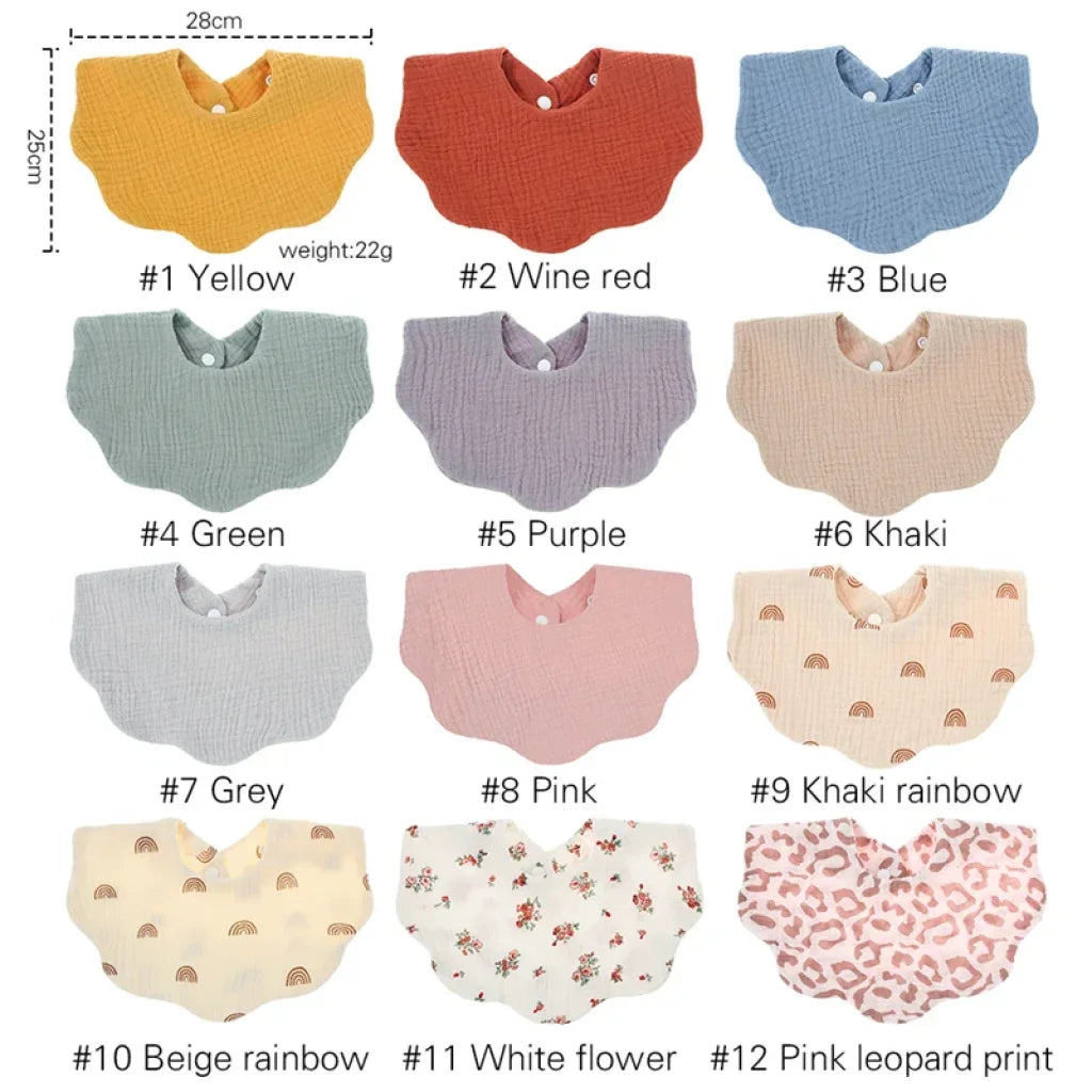 10Pc/Set Organic Cotton Baby Bibs Solid Color