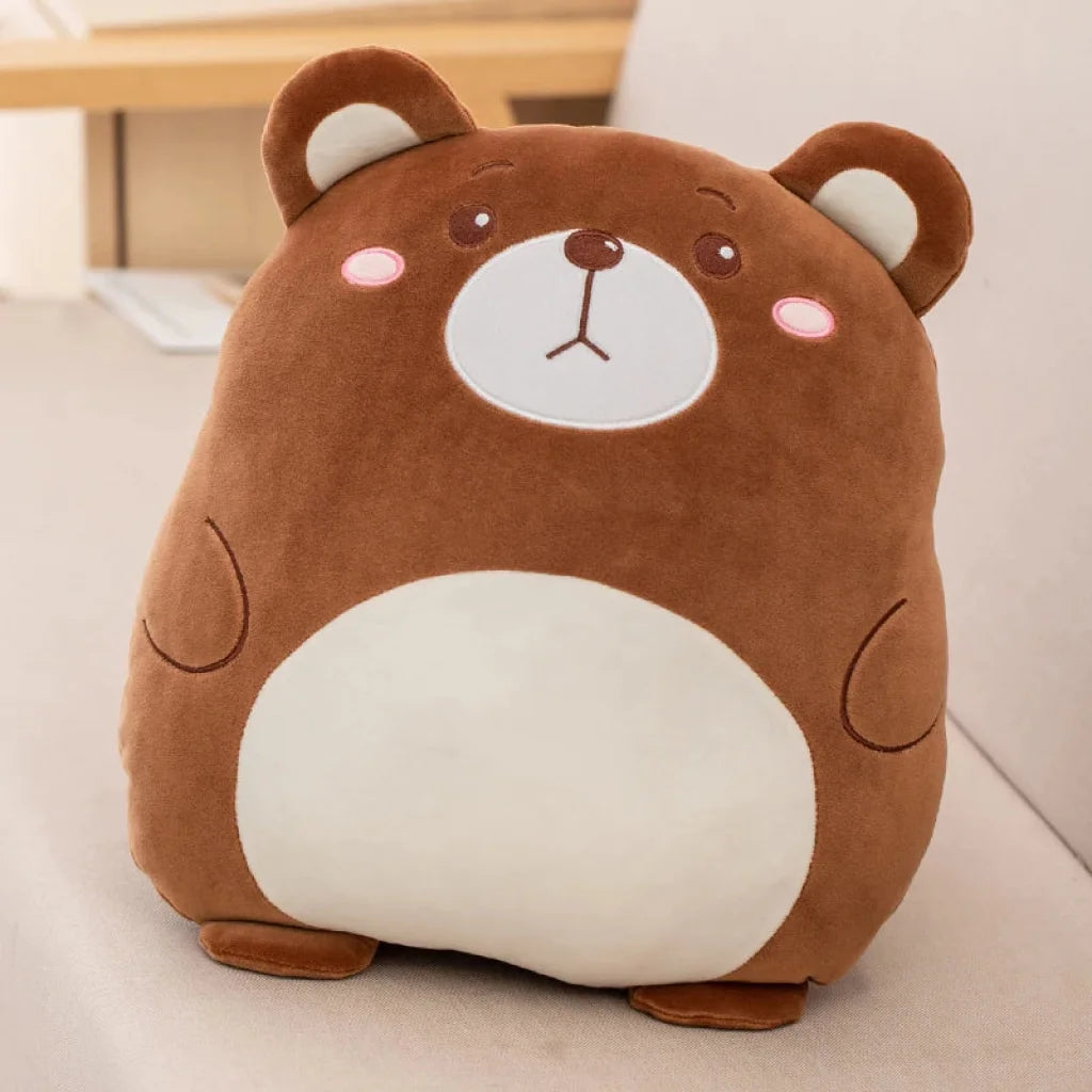 2-in-1 Animals Flannel Blanket Plush 40cm - bear / pillow