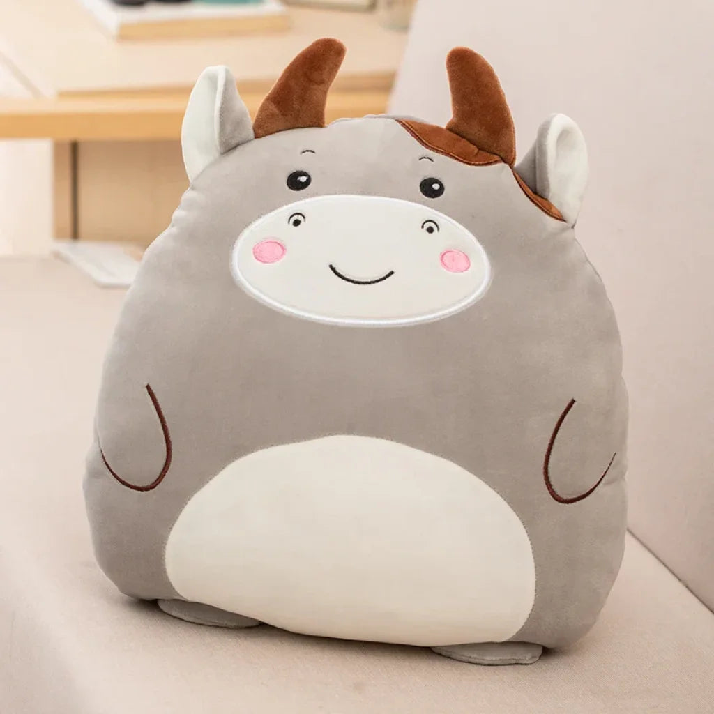2-in-1 Animals Flannel Blanket Plush 40cm - cow / pillow