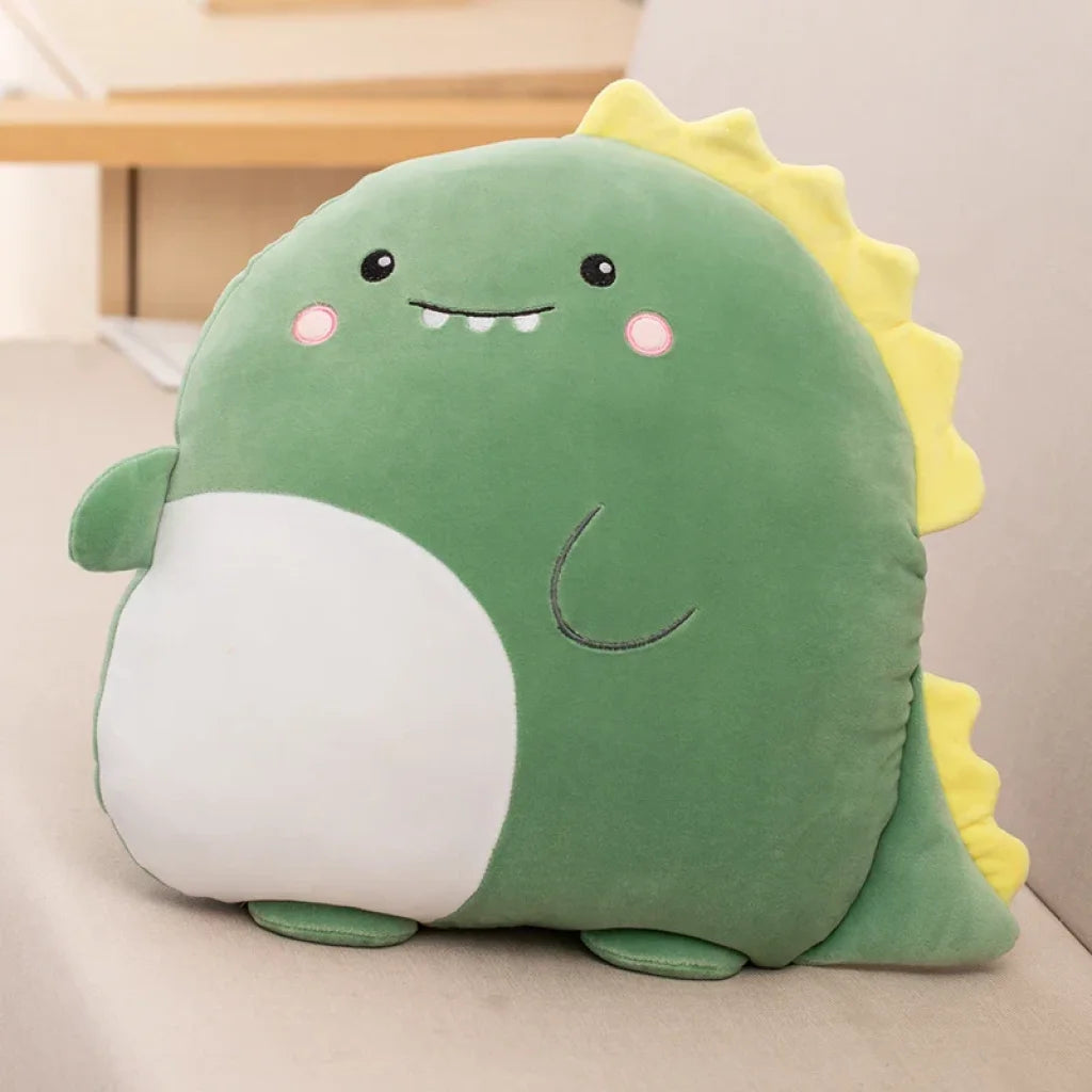 2-in-1 Animals Flannel Blanket Plush 40cm - dino / pillow