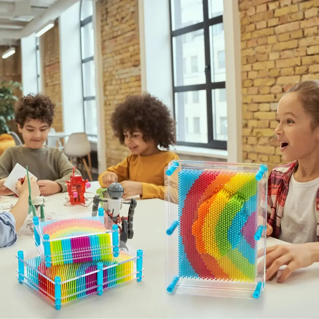 3D Pin Art Toy Rainbow Plastic Board
