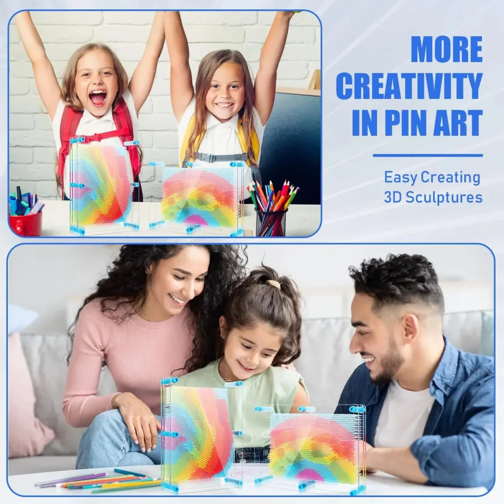 3D Pin Art Toy Rainbow Plastic Board