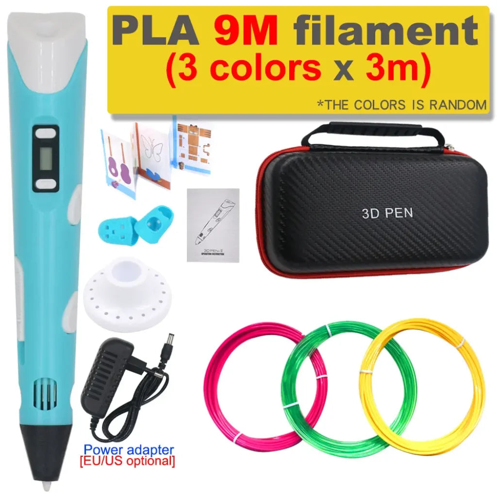 3D Printing Pen 200M PLA Filament - Blue with 9M PLA / US