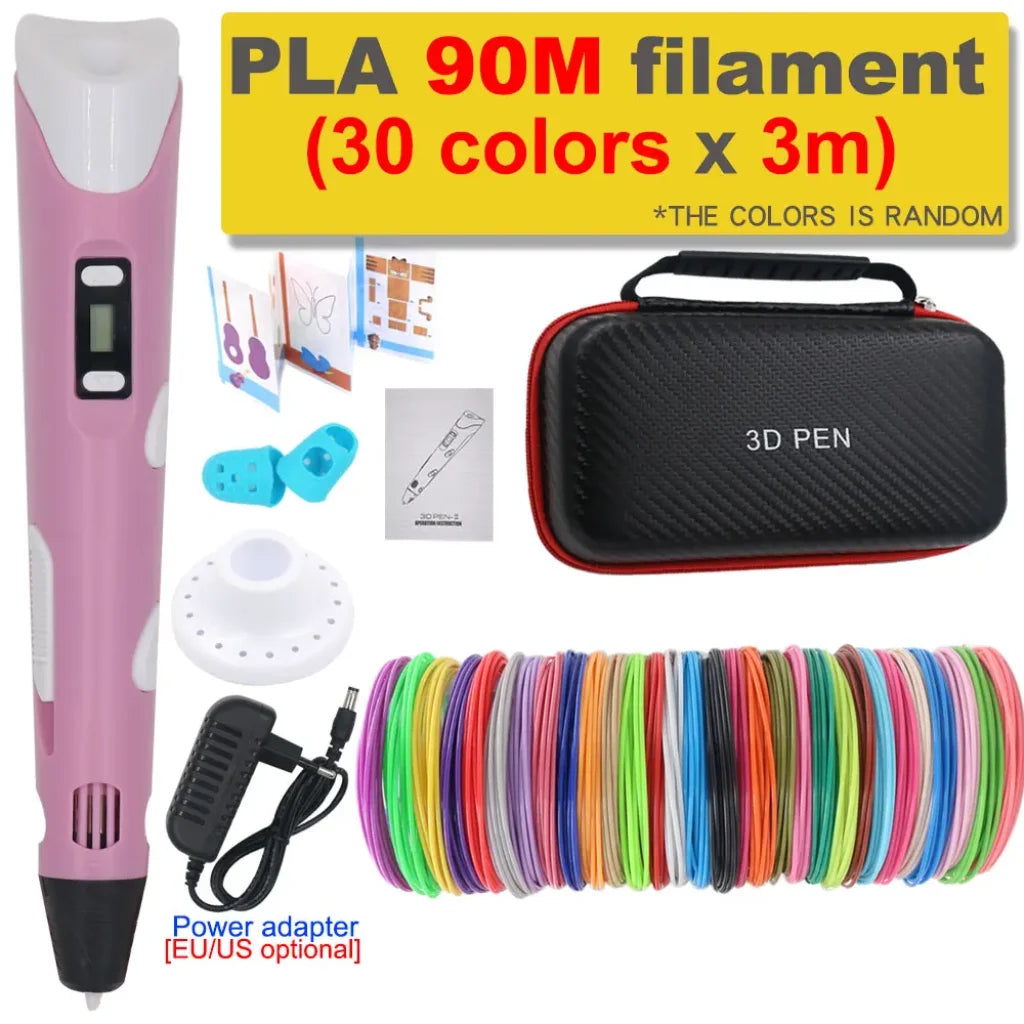 3D Printing Pen 200M PLA Filament - Pink with 90M PLA / EU