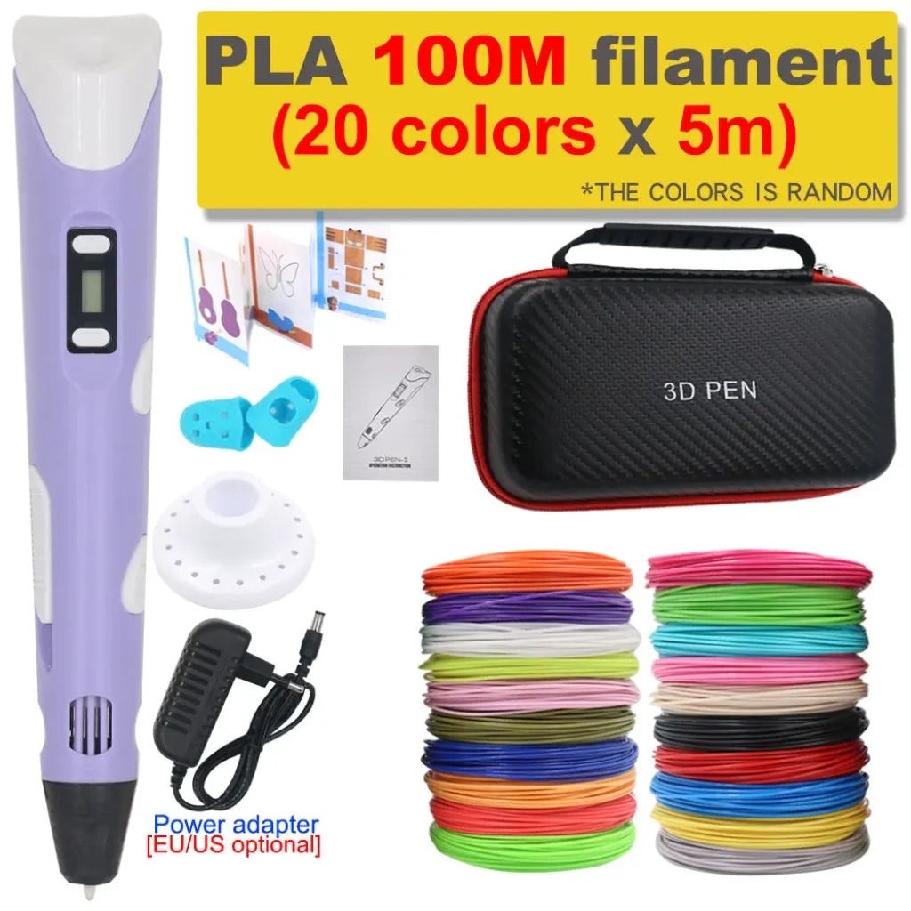 3D Printing Pen 200M PLA Filament - Purple with 100M PLA / EU