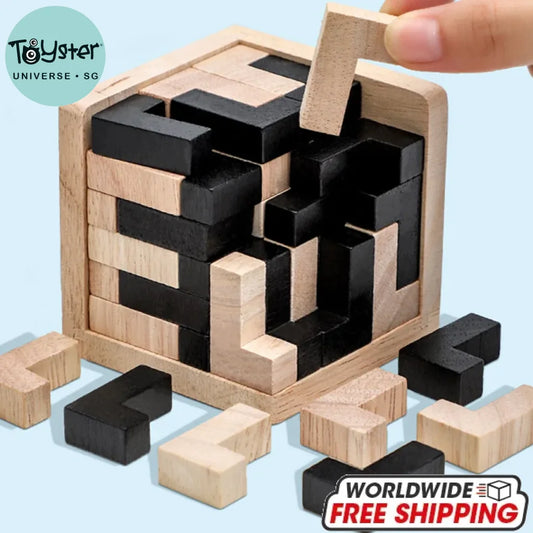 3D Wooden Cube Puzzle - 1PCS 54T / China Mainland