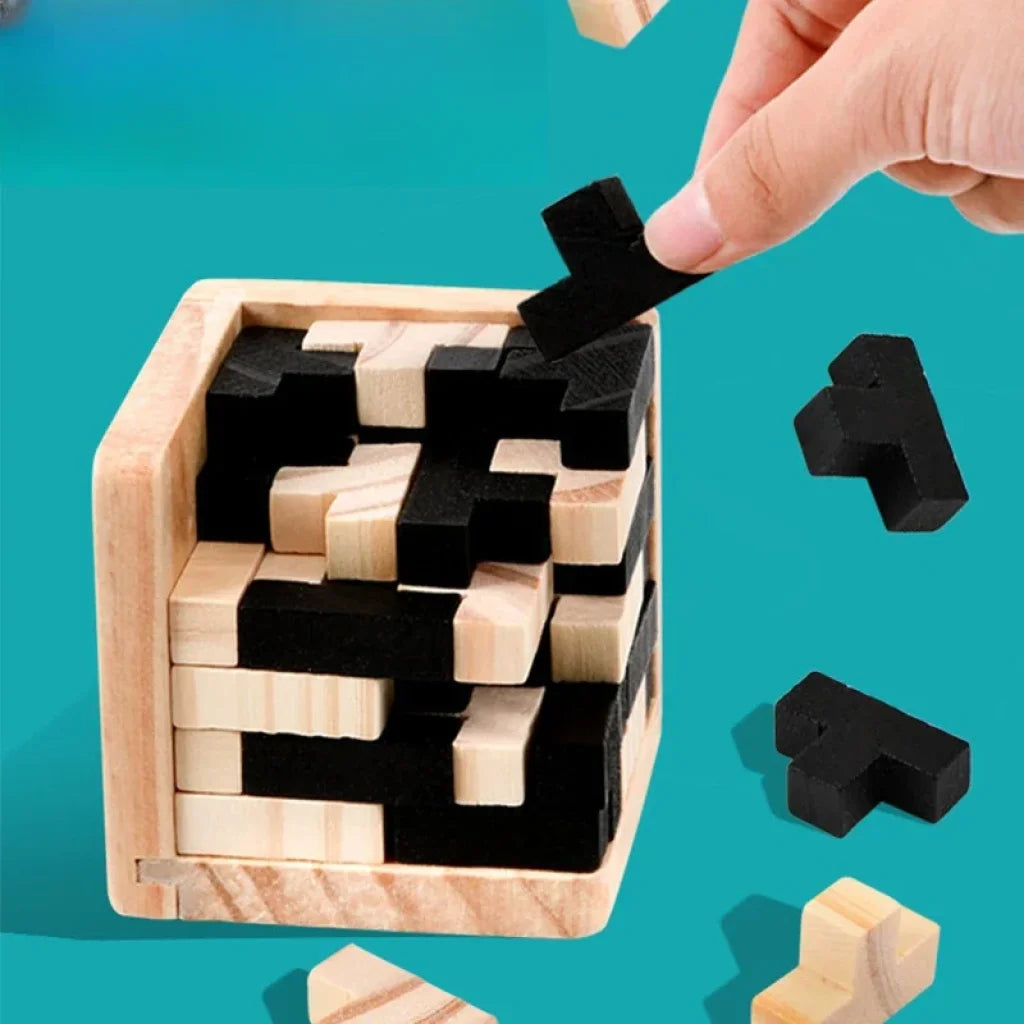 3D Wooden Cube Puzzle - 1PCS 54T / China Mainland