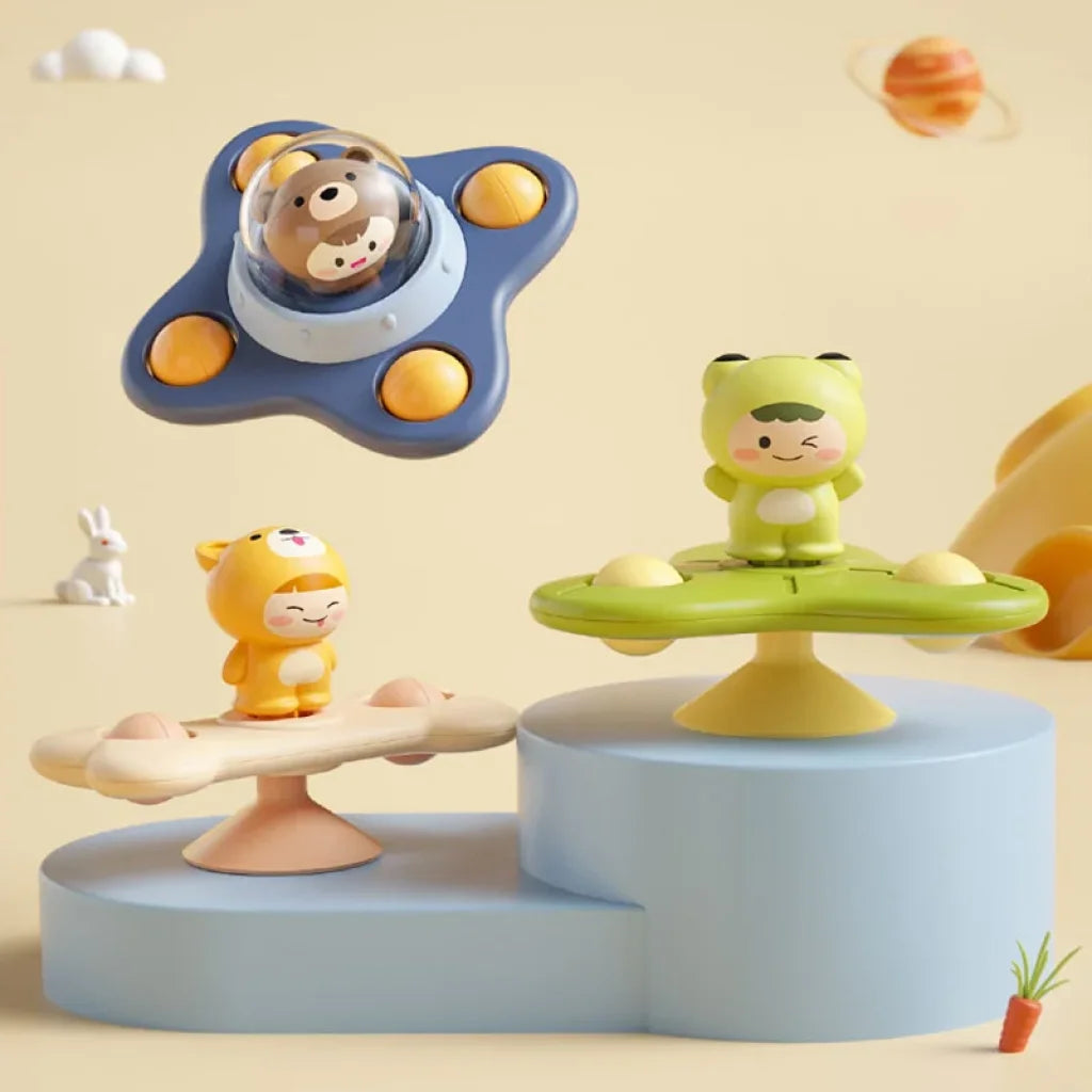 3Pcs/Set Baby Toys Suction Cup Spinner Educational Rotating Rattles White