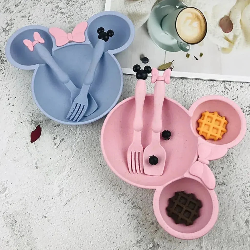 3Pcs/Set Wheat Straw Baby Tableware Set