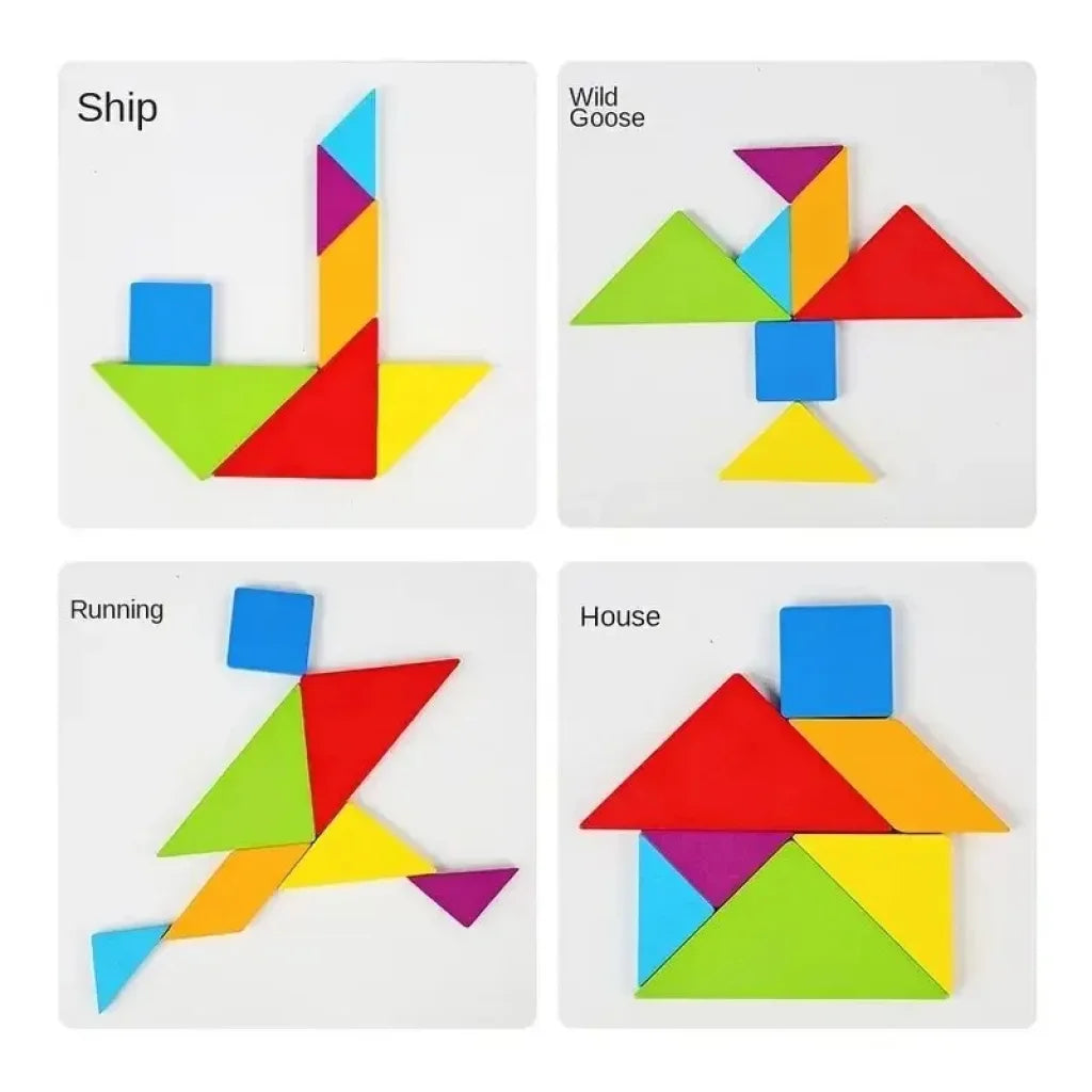 60-Piece Wooden Tangram Jigsaw Board Game