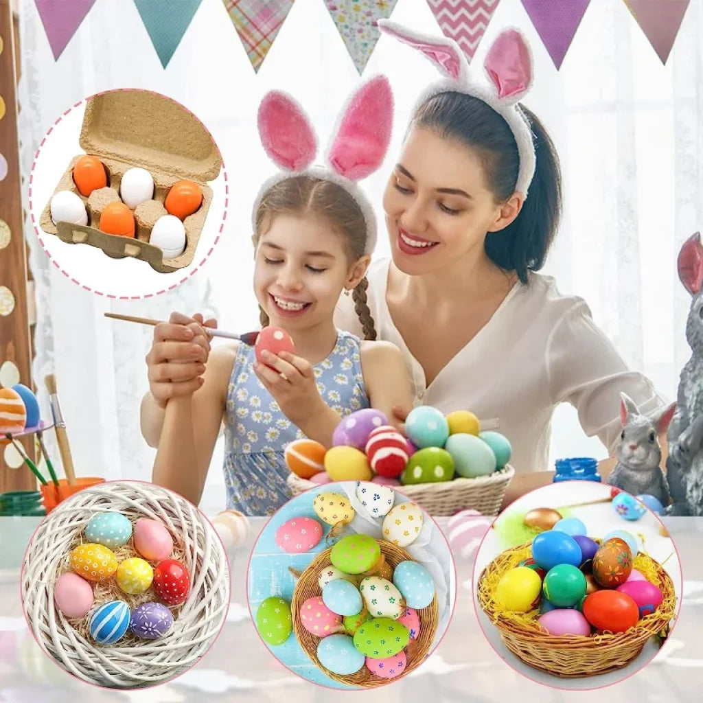 6Pcs Wooden Eggs Toy Kitchen Pretend Play