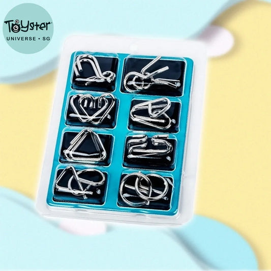 8Pcs/Set 3D Metal Unlock Intelligence Buckle Logic Test