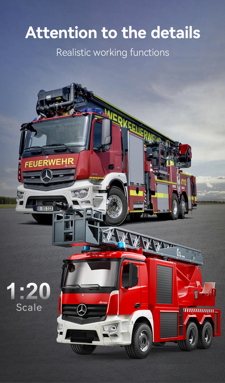 Double E Licensed Mercedes-Benz Rc Antos 1:20 Fire Truck E667