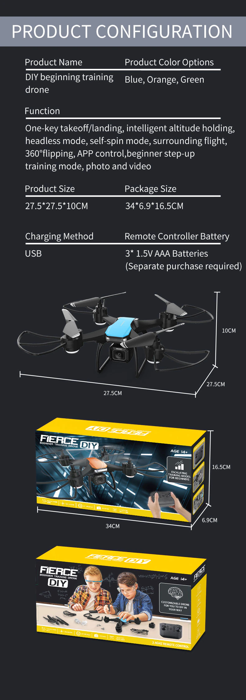 Jjrc H108 Diy Assembly Rc Drone - Orange