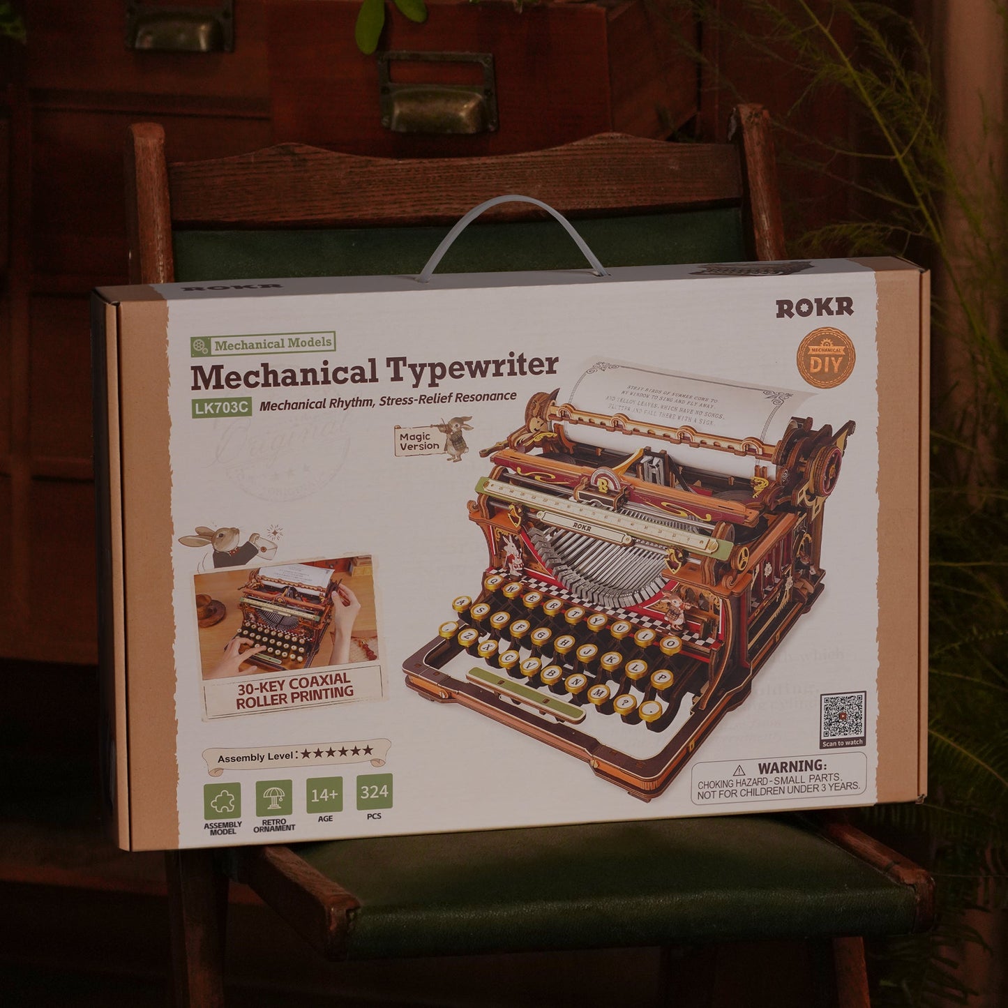 Robotime ROKR Mechanical Typewriter Wooden 3D Puzzle LK703C (Magic Version)