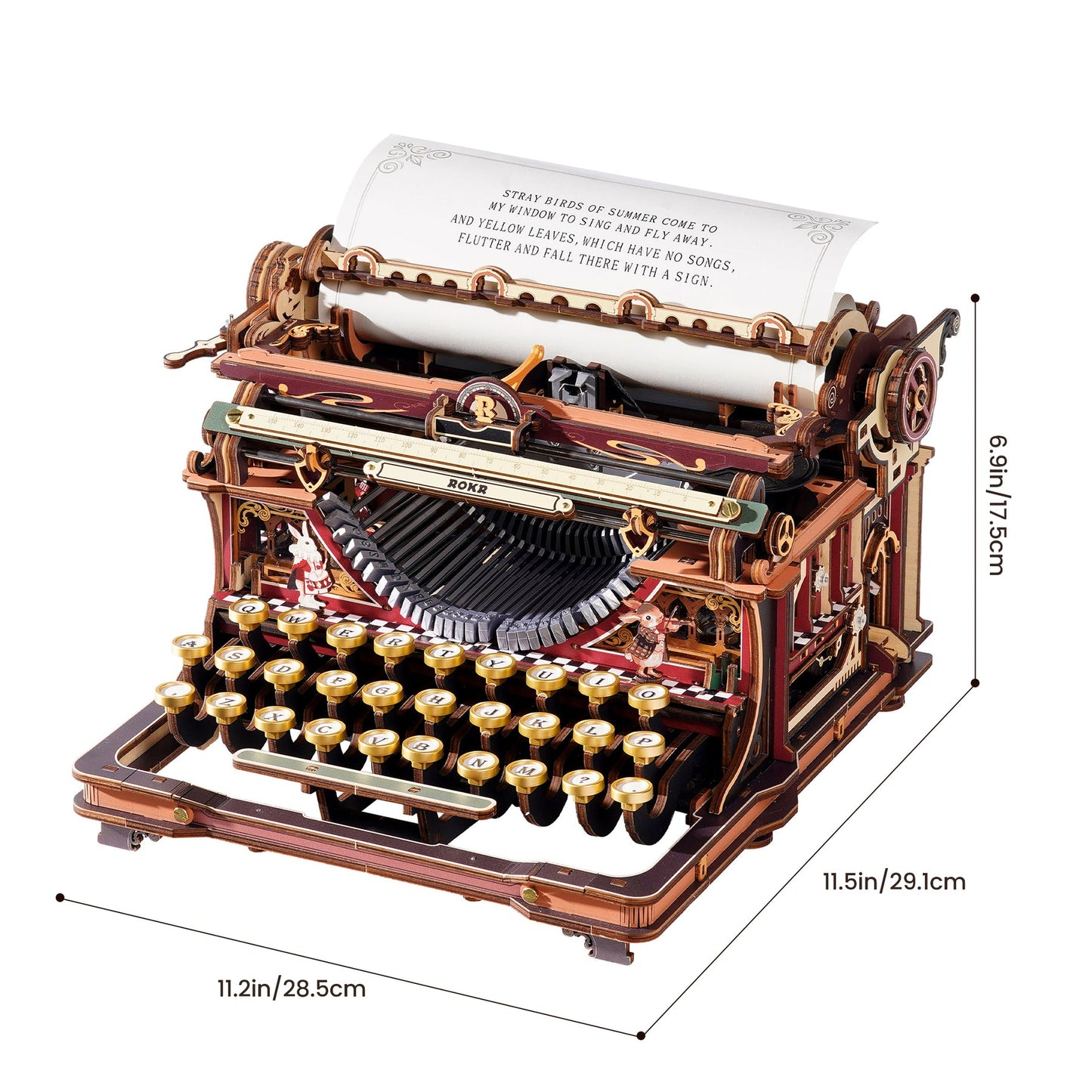 Robotime ROKR Mechanical Typewriter Wooden 3D Puzzle LK703C (Magic Version)