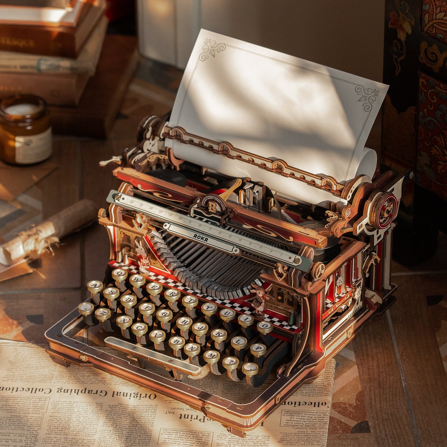Robotime ROKR Mechanical Typewriter Wooden 3D Puzzle LK703C (Magic Version)