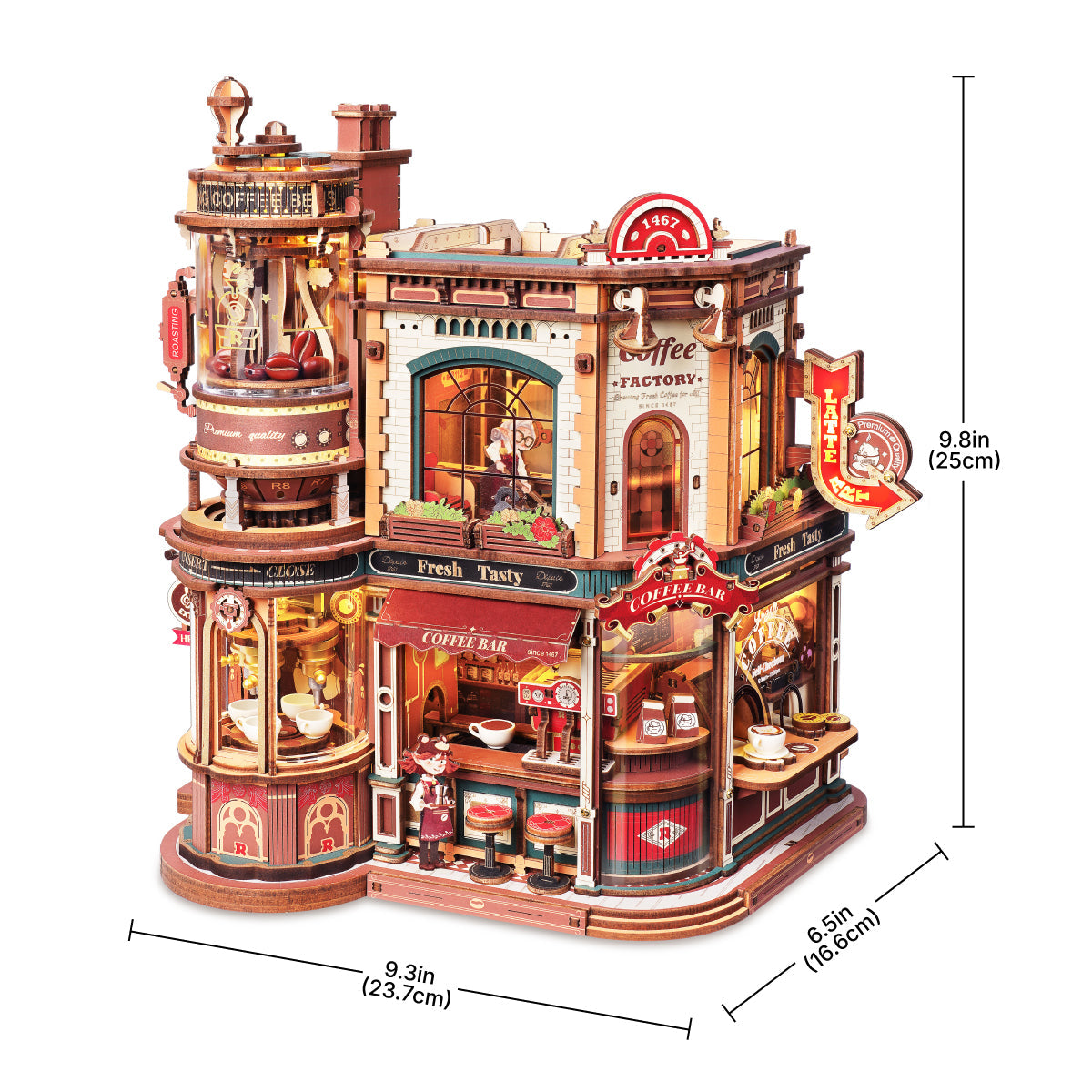 Robotime ROKR Dream Coffee Factory Music Box Wooden 3D Puzzle