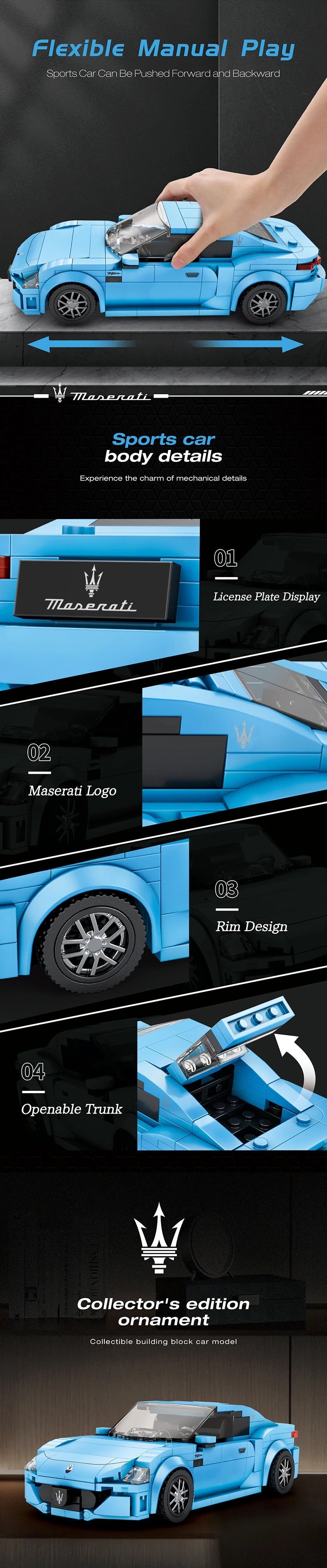 Reobrix GranTurismo Maserati Blue 1:24 824 - Reobrix