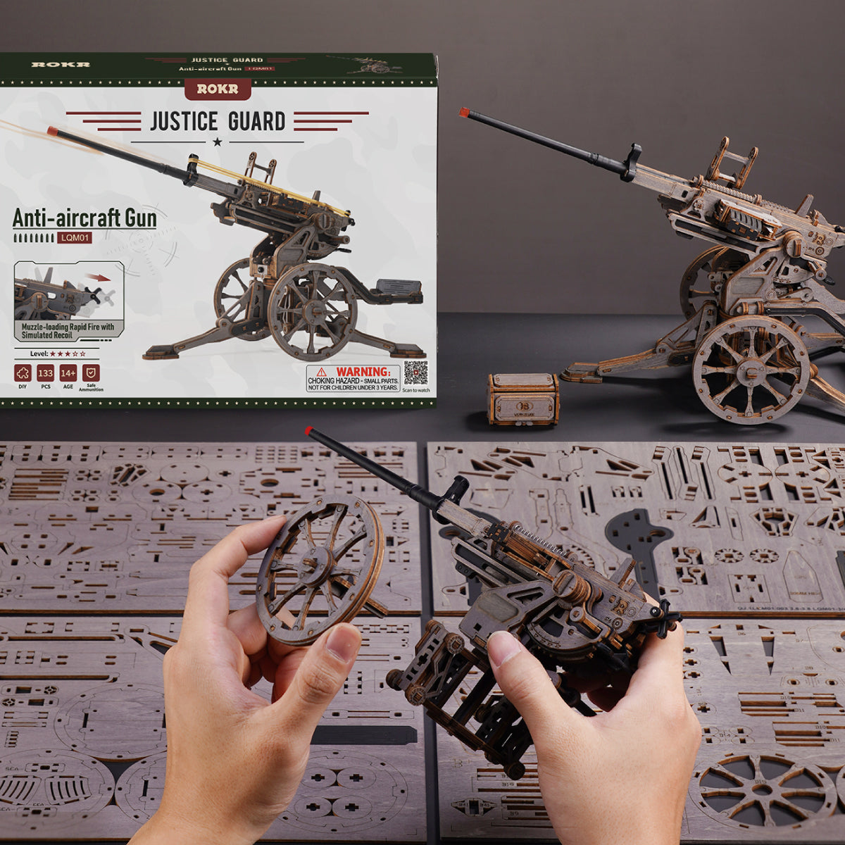 Robotime ROKR Anti-aircraft Gun Wooden 3D Puzzle