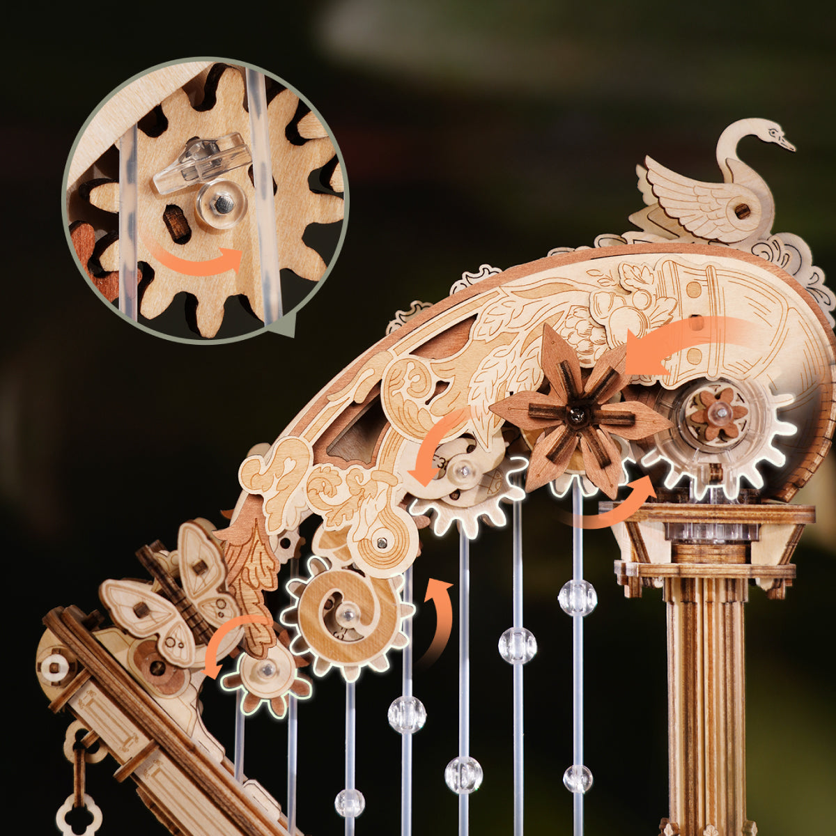 Robotime ROKR Magic Harp Music Box Wooden 3D Puzzle