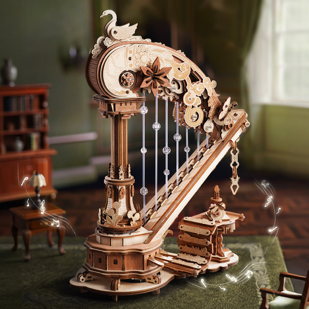 Robotime ROKR Magic Harp Music Box Wooden 3D Puzzle