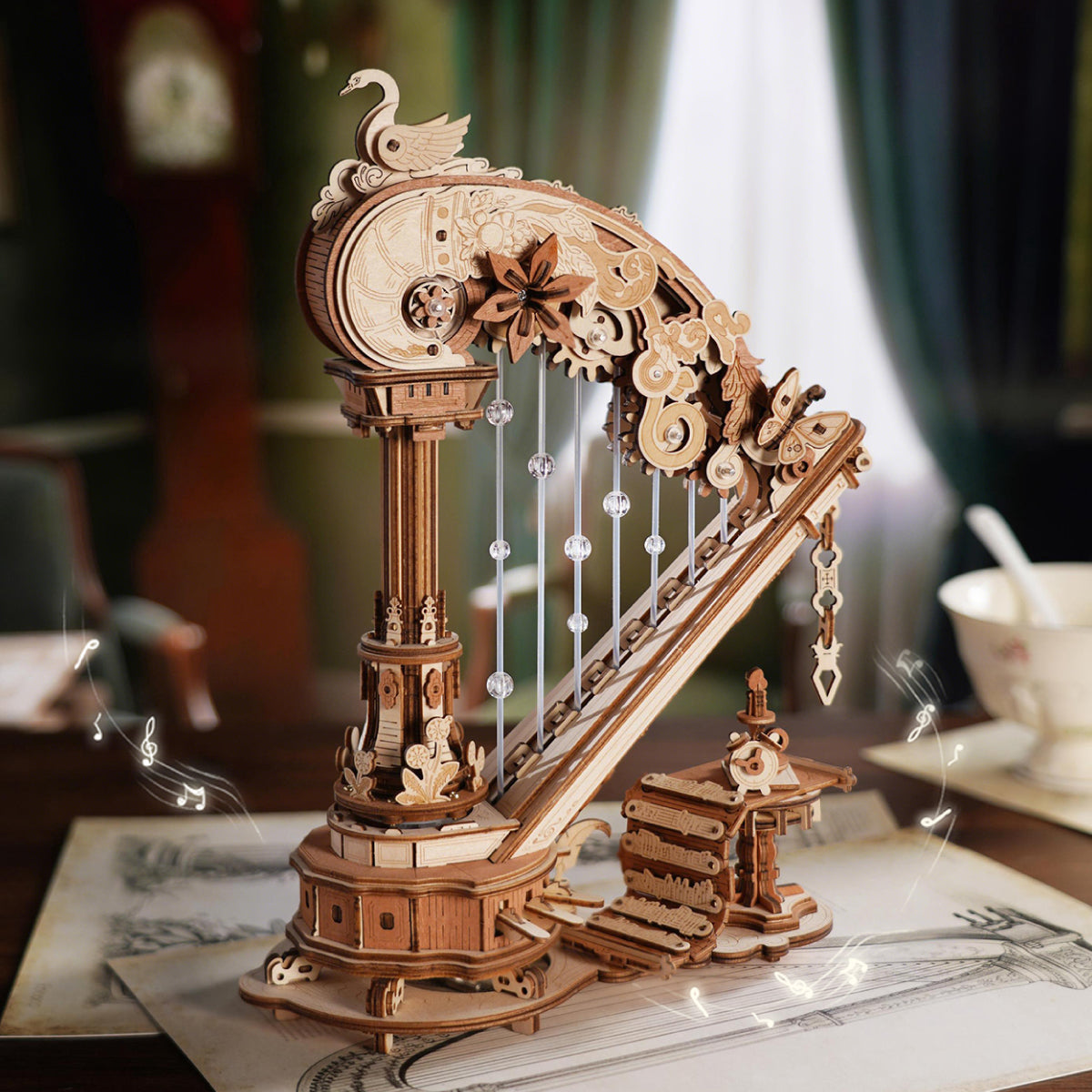 Robotime ROKR Magic Harp Music Box Wooden 3D Puzzle