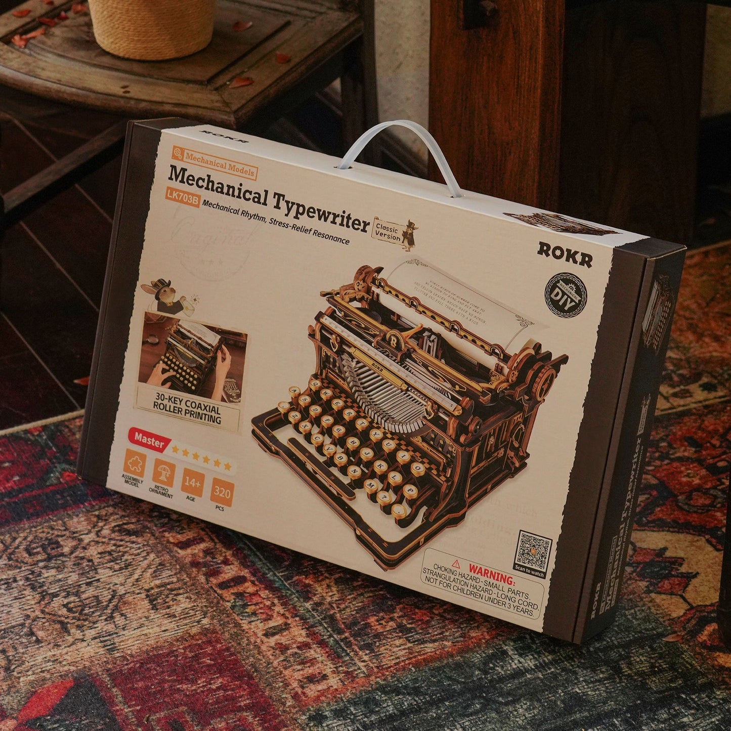 Robotime ROKR Mechanical Typewriter Wooden 3D Puzzle LK703B (Classic Version)