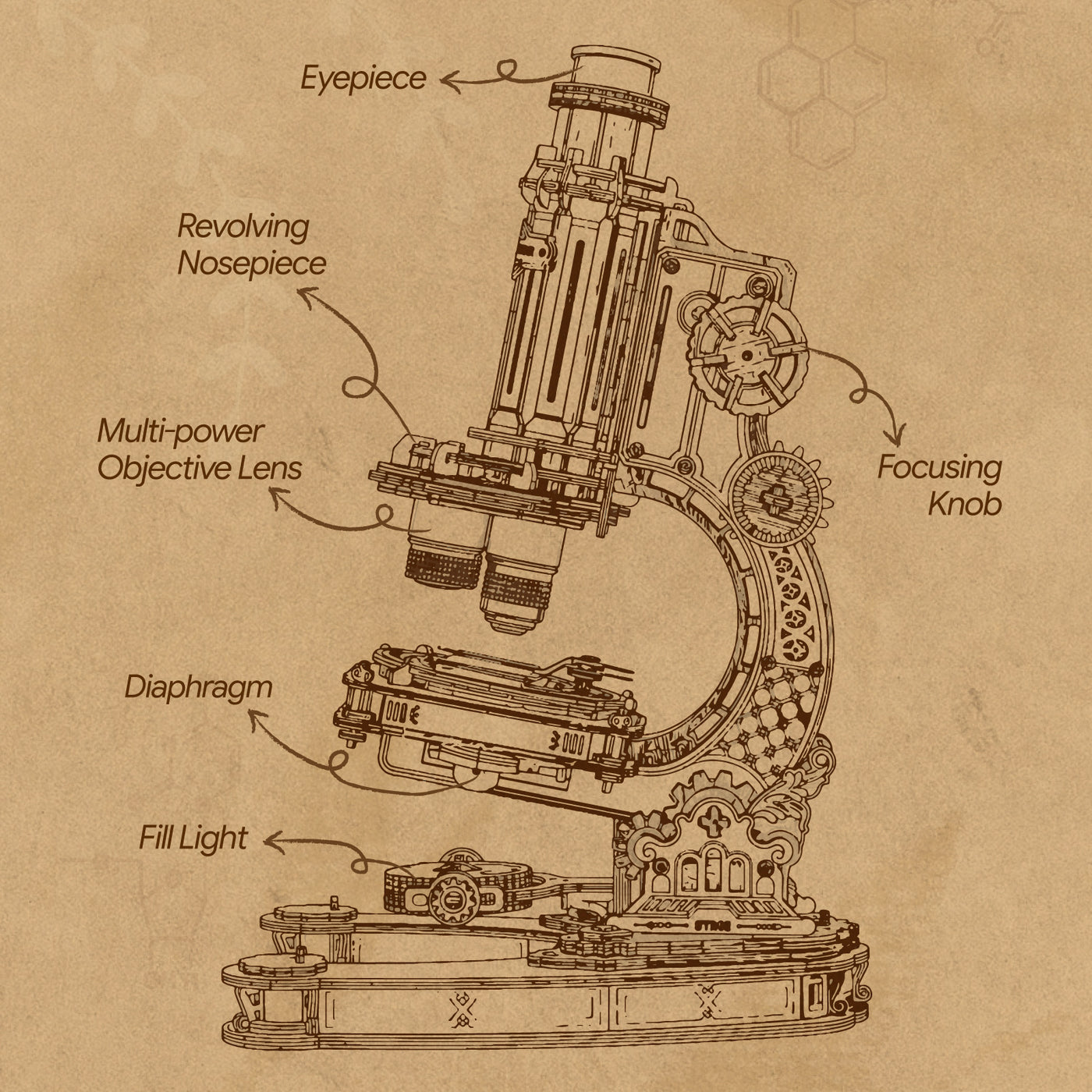 Robotime ROKR Microscope Mechanical Wooden 3D Puzzle
