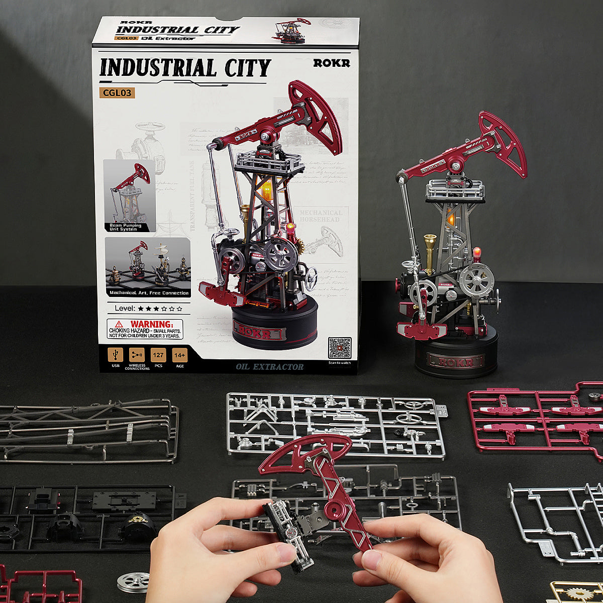 Robotime ROKR Oil Pump Jack Mechanical 3D Puzzle