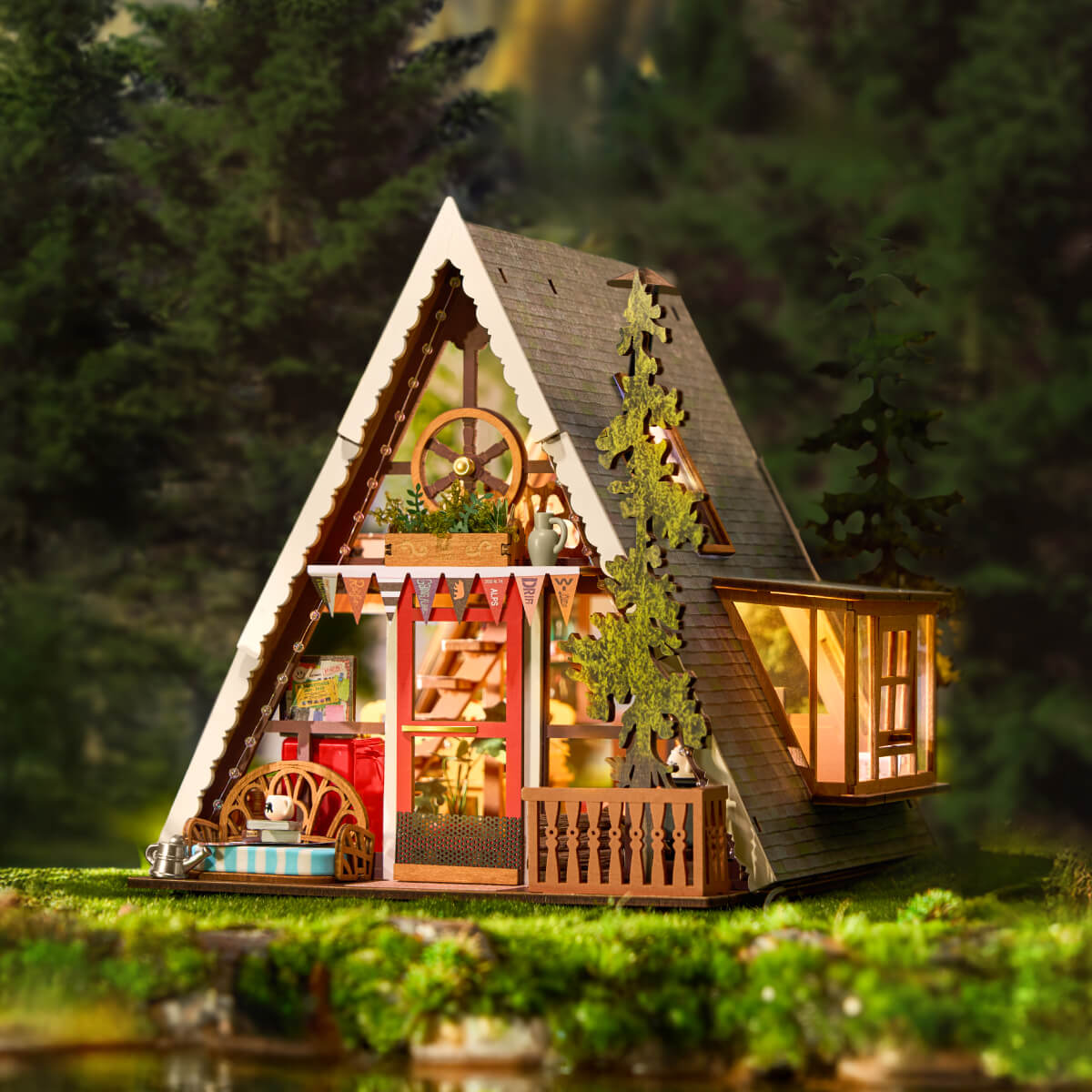 Robotime Rolife A-Frame Cabin DIY Miniature House