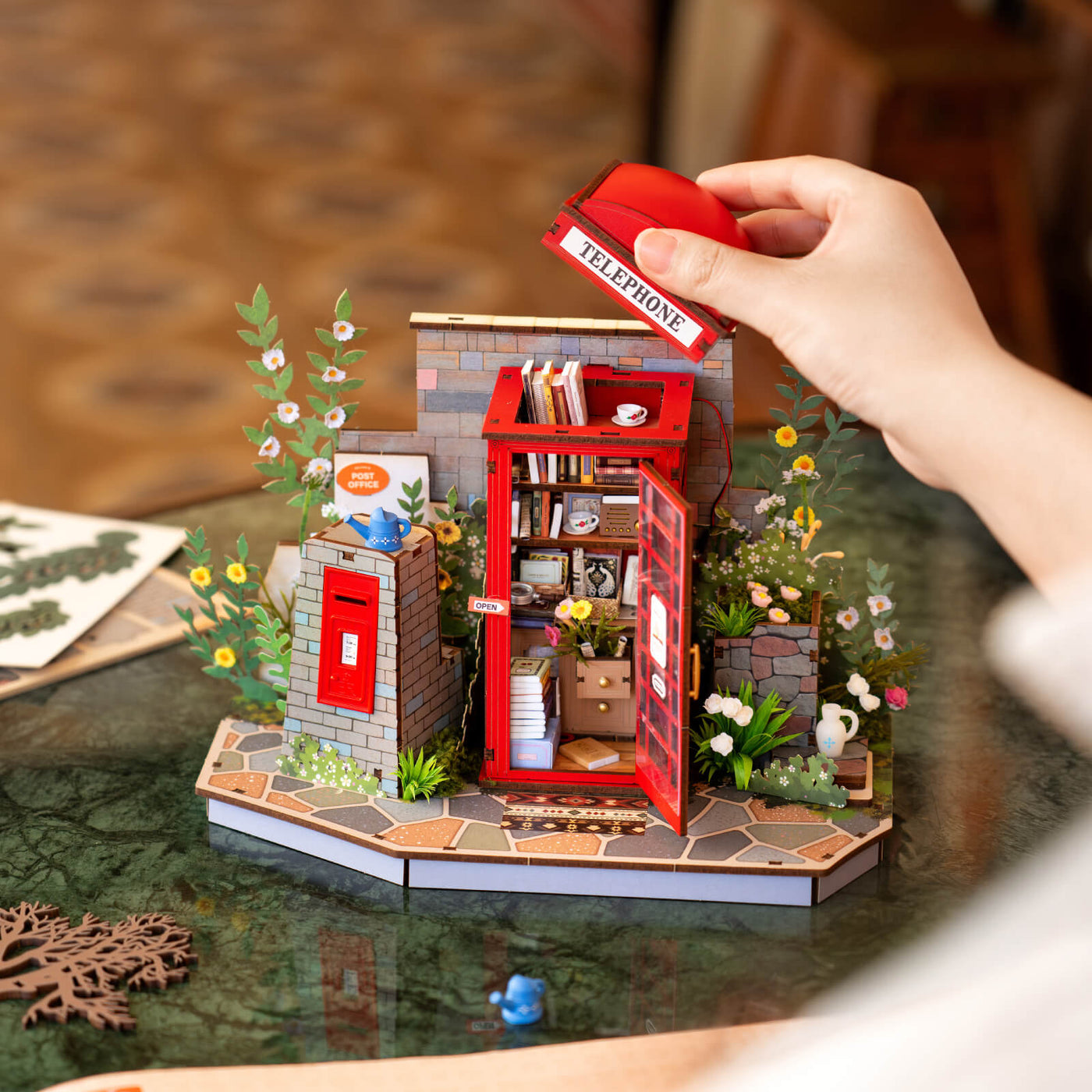 Robotime Rolife Blossom Book Booth 3D Wooden Puzzle
