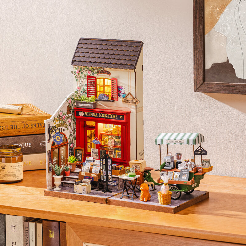 Robotime Rolife Vienna Bookstore DIY Miniature House