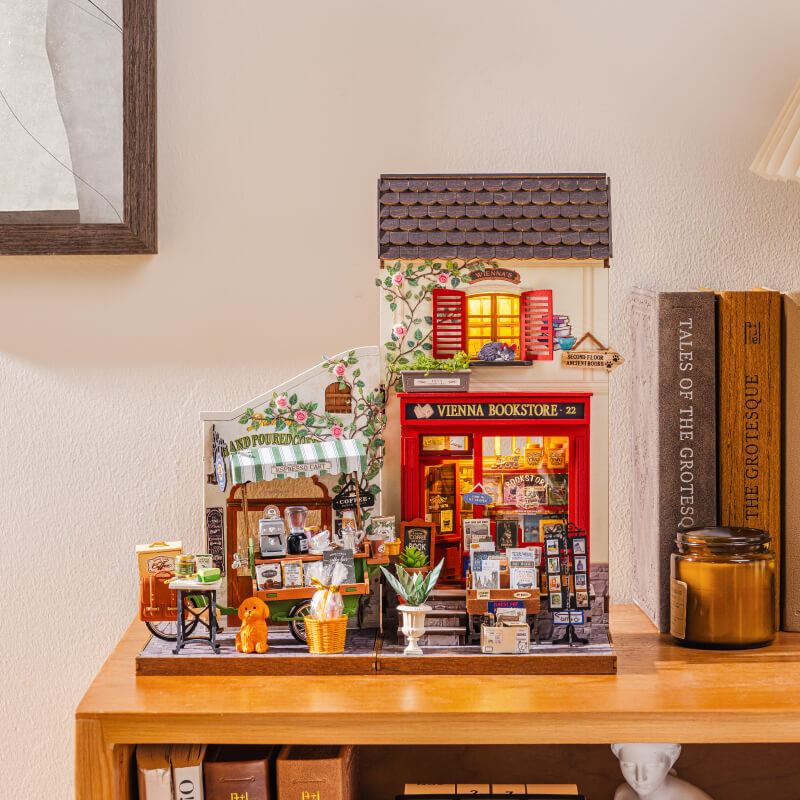 Robotime Rolife Vienna Bookstore DIY Miniature House