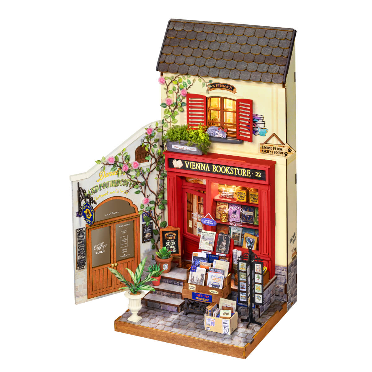 Robotime Rolife Vienna Bookstore DIY Miniature House
