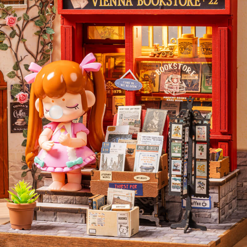 Robotime Rolife Vienna Bookstore DIY Miniature House